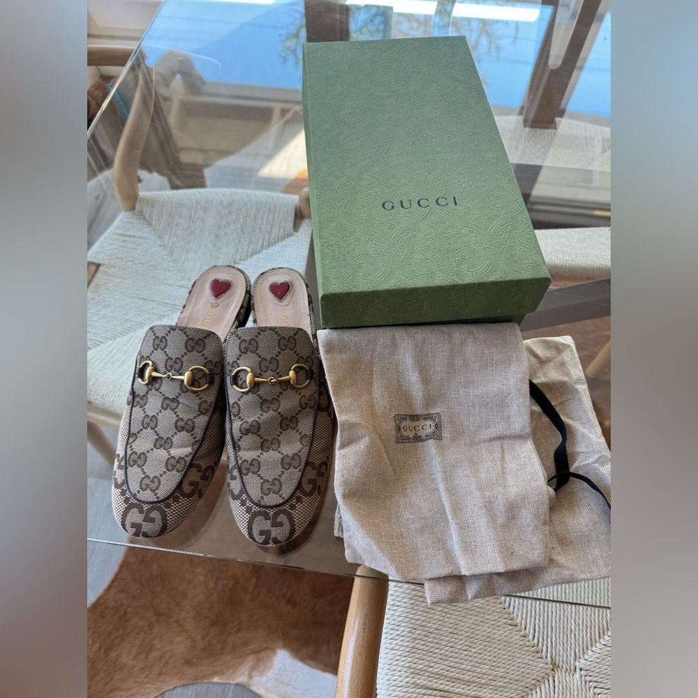 Gucci Princetown Canvas loafer mules size 37